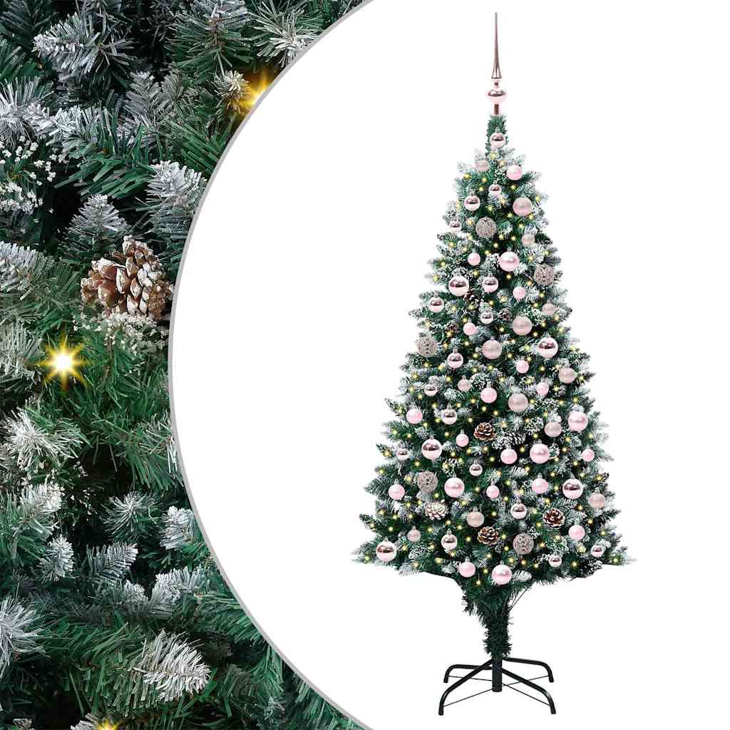 Kunstigt juletræ med stativ Grøn 180 cm PVC og Stål og Plastik