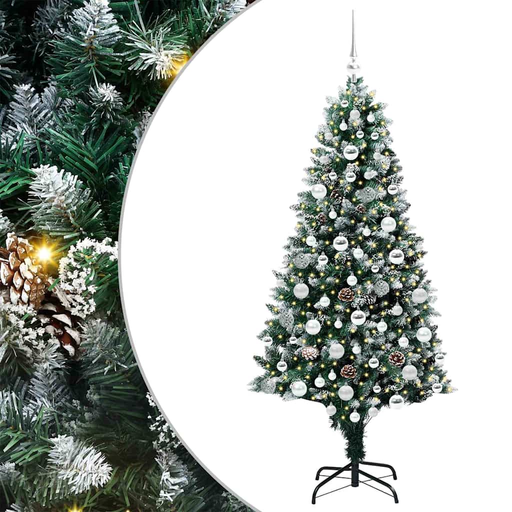 Kunstigt juletræ med stativ Grøn 180 cm PVC og Stål og Plastik
