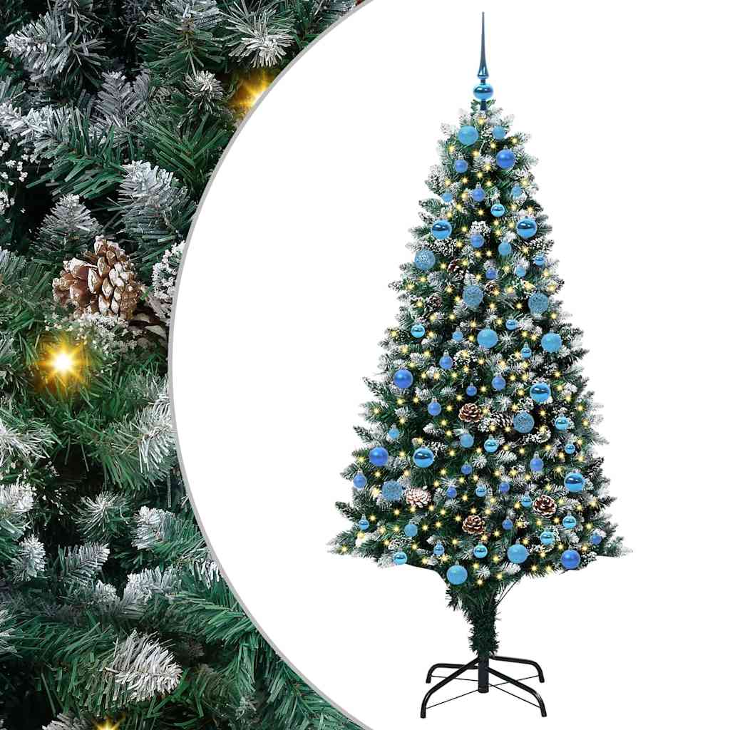 Kunstigt juletræ med stativ Grøn 180 cm PVC og Stål og Plastik