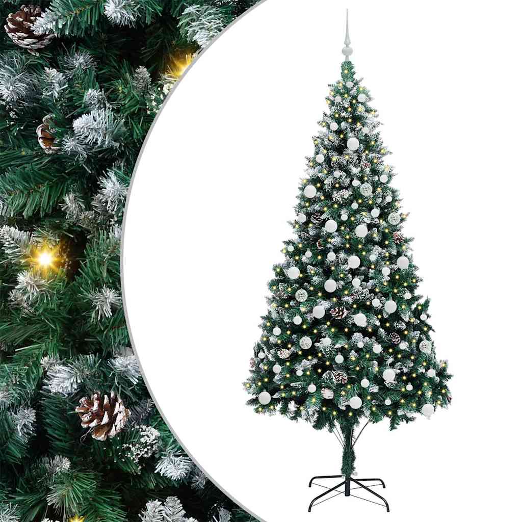 Kunstigt juletræ med stativ Grøn 210 cm PVC og Stål og Plastik