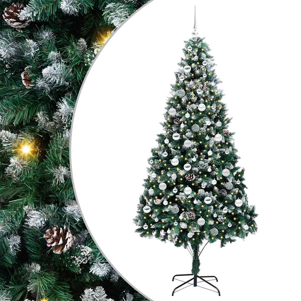 Kunstigt juletræ med stativ Grøn 210 cm PVC og Stål og Plastik