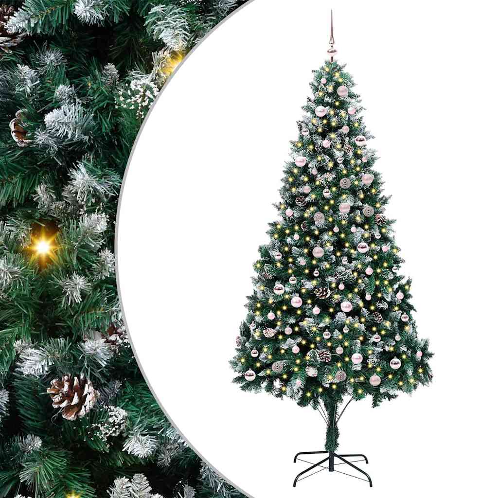 Kunstigt juletræ med stativ Grøn 240 cm PVC og Stål og Plastik