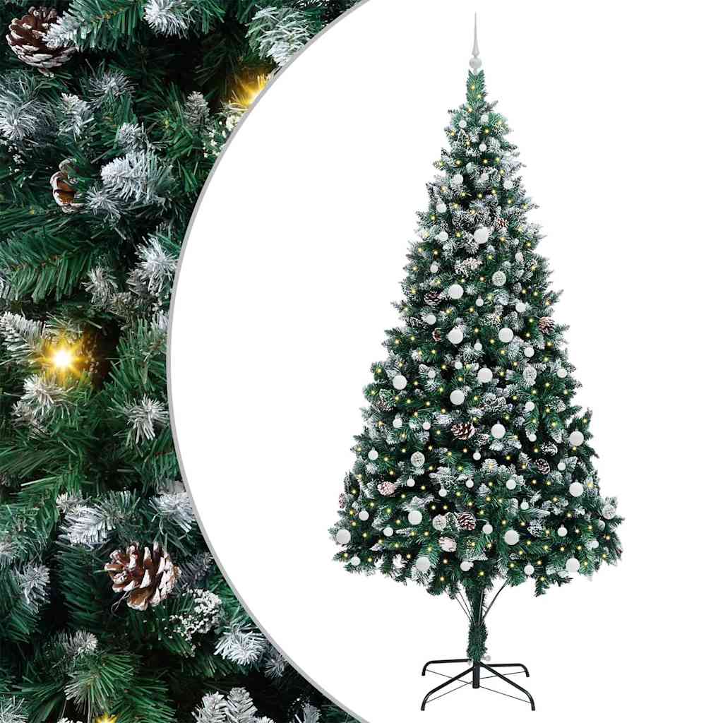 Kunstigt juletræ med stativ Grøn 240 cm PVC og Stål og Plastik