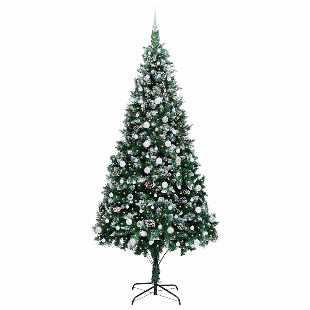 Kunstigt juletræ med stativ Grøn 240 cm PVC og Stål og Plastik