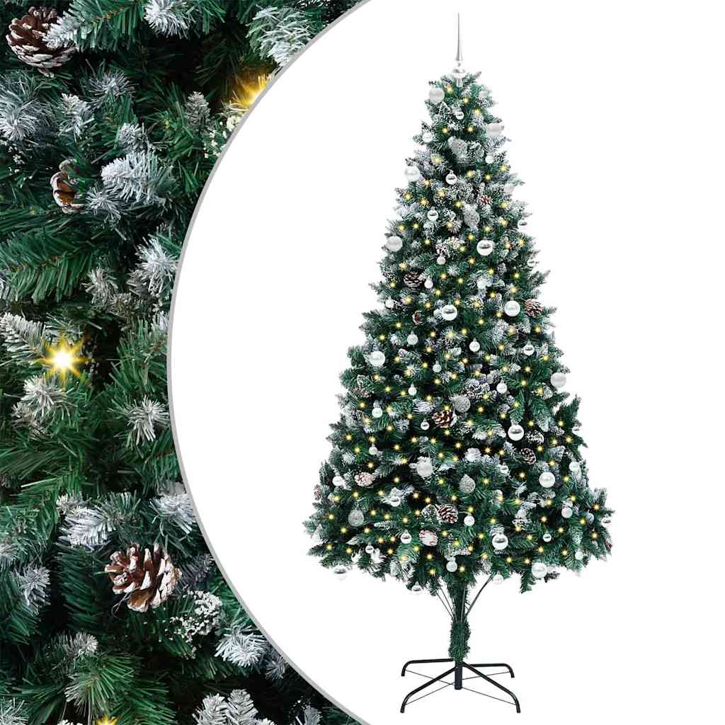 Kunstigt juletræ med stativ Grøn 240 cm PVC og Stål og Plastik