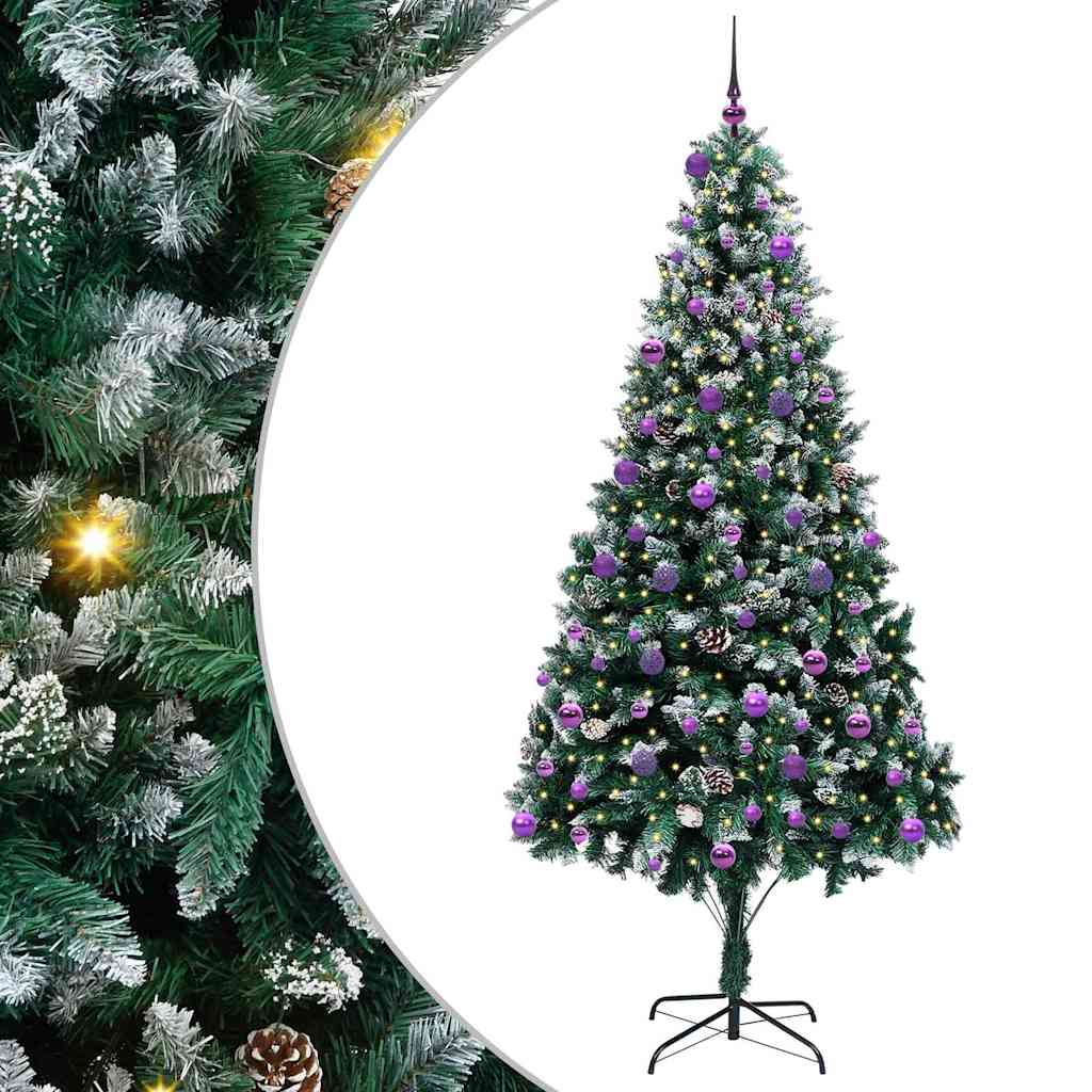Kunstigt juletræ med stativ Grøn 240 cm PVC og Stål og Plastik
