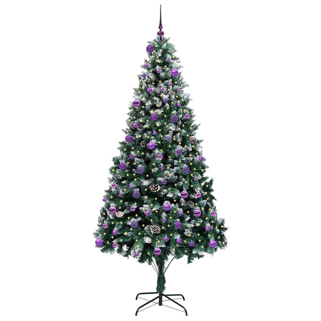 Kunstigt juletræ med stativ Grøn 240 cm PVC og Stål og Plastik
