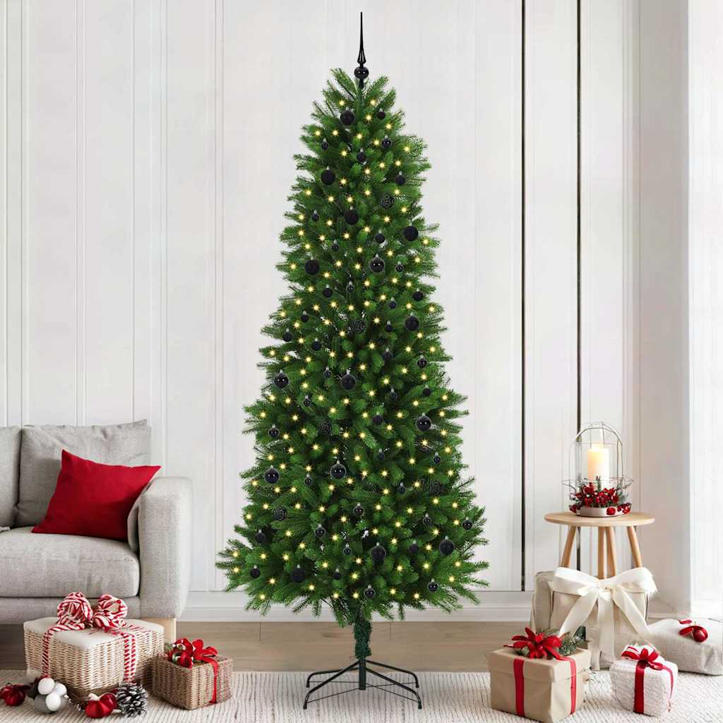 Juletræ med 300 LED'er med stativ Grøn 240 cm PE