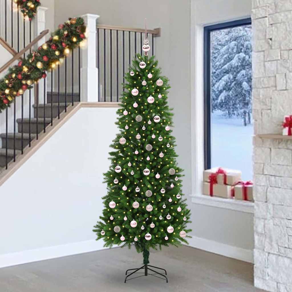 Juletræ med 300 LED'er med stativ Grøn 240 cm PE