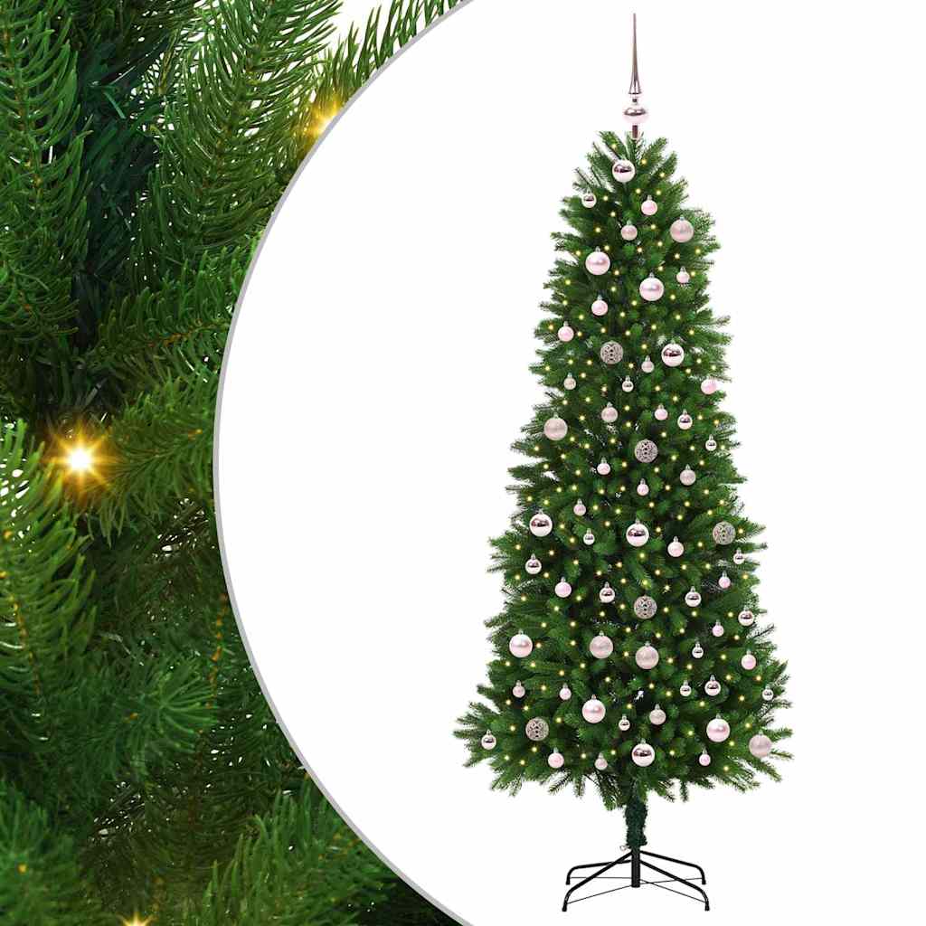 Juletræ med 300 LED'er med stativ Grøn 240 cm PE