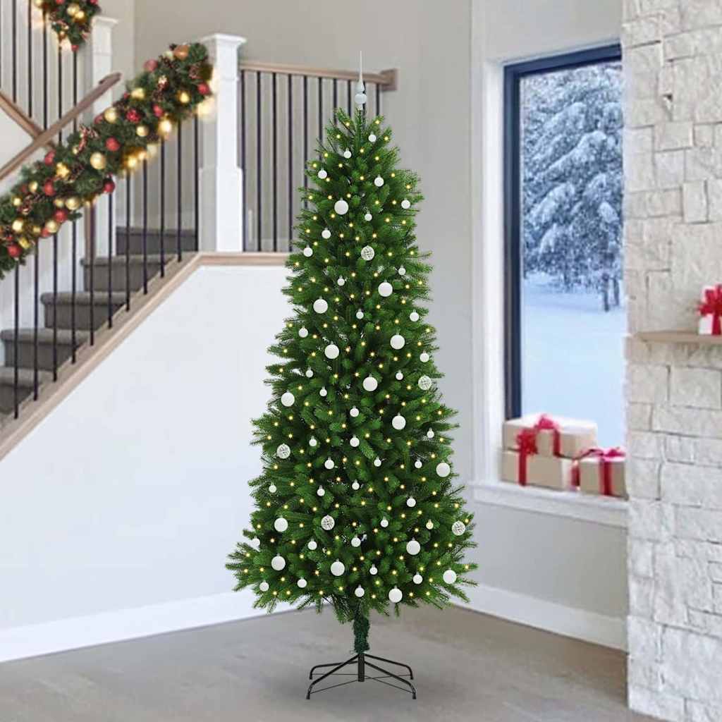 Juletræ med 300 LED'er med stativ Grøn 240 cm PE