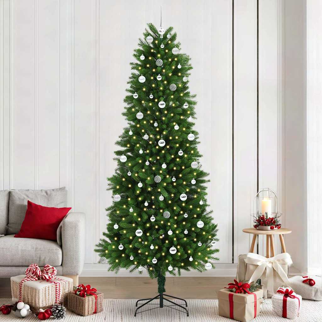 Juletræ med 300 LED'er med stativ Grøn 240 cm PE