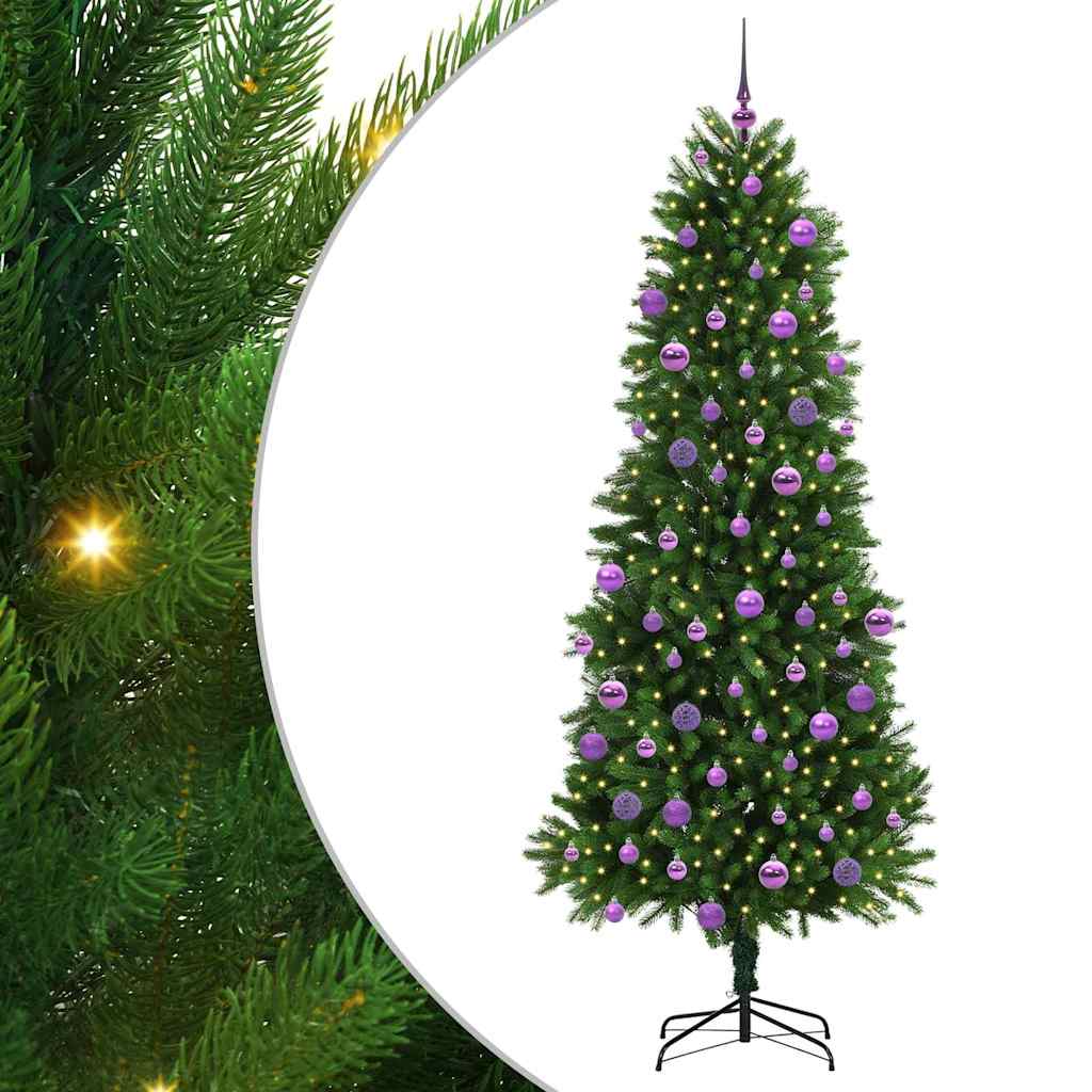 Juletræ med 300 LED'er med stativ Grøn 240 cm PE