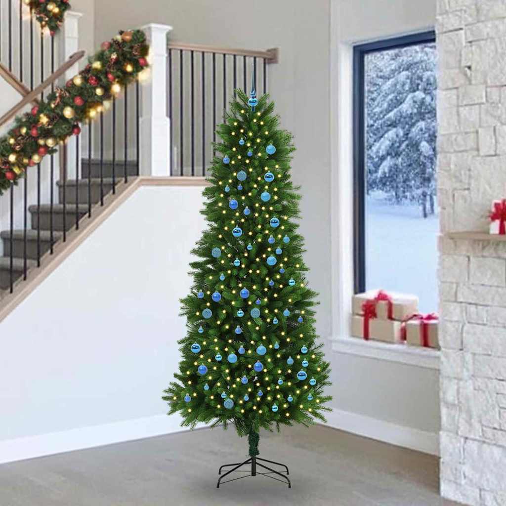 Juletræ med 300 LED'er med stativ Grøn 240 cm PE