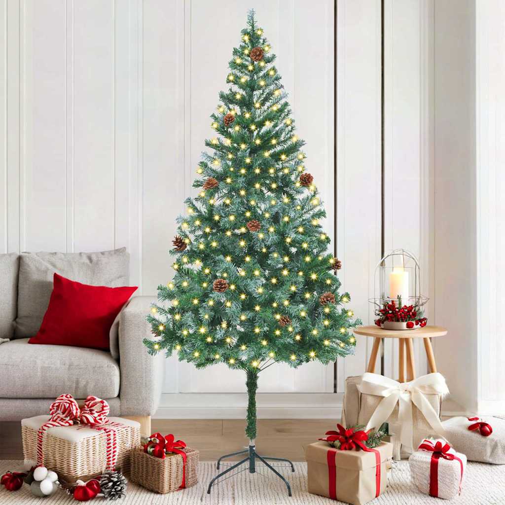 Kunstigt juletræ med 300 LED'er Grøn 180 cm PVC og Stål