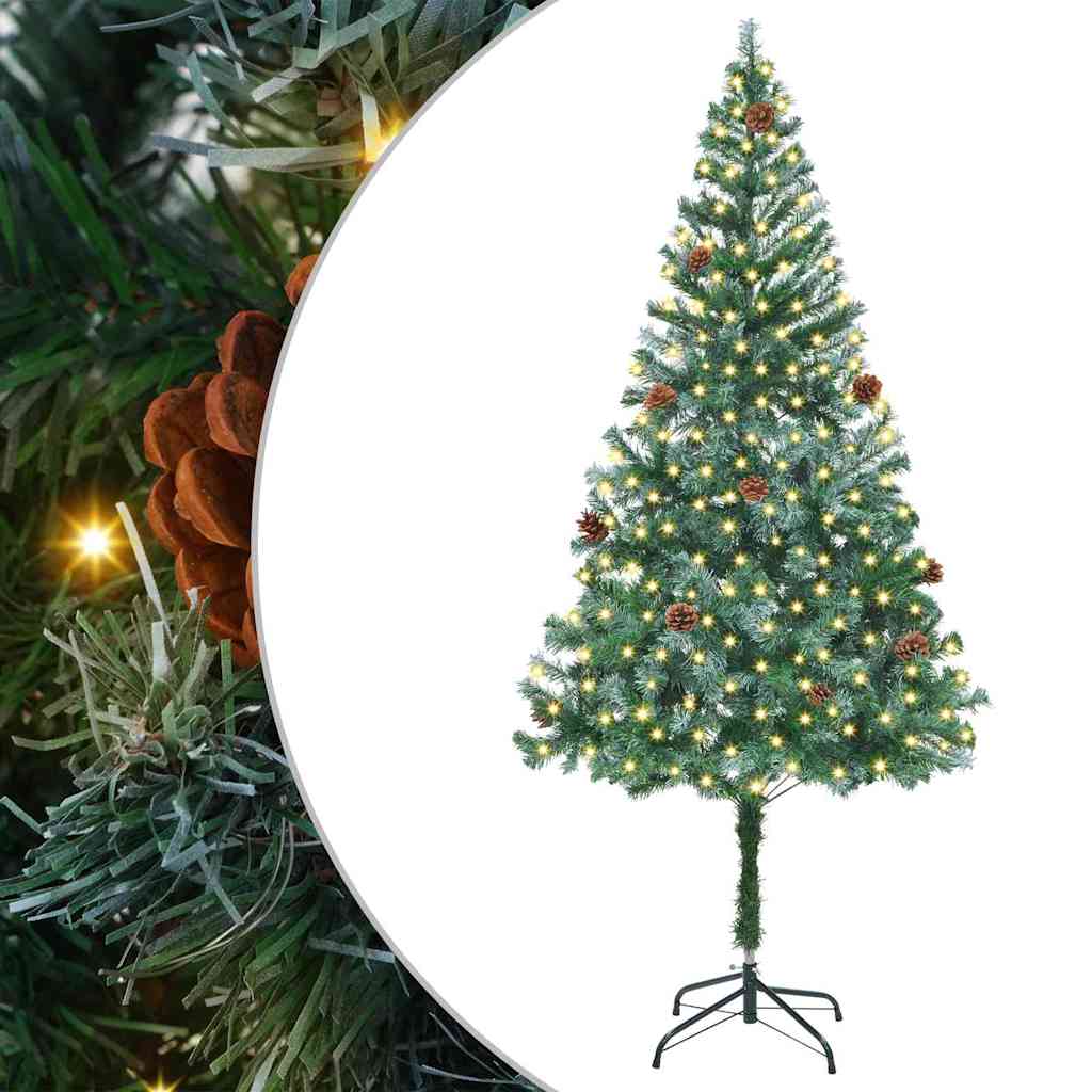 Kunstigt juletræ med 300 LED'er Grøn 180 cm PVC og Stål