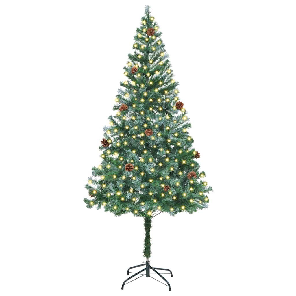 Kunstigt juletræ med 300 LED'er Grøn 180 cm PVC og Stål