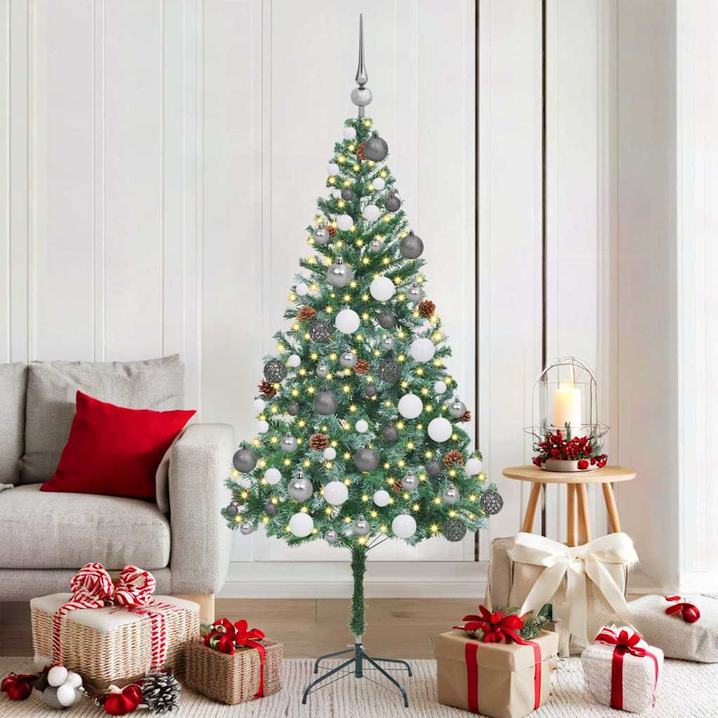 Kunstigt juletræ med 300 LED'er Grøn 180 cm PVC og Stål