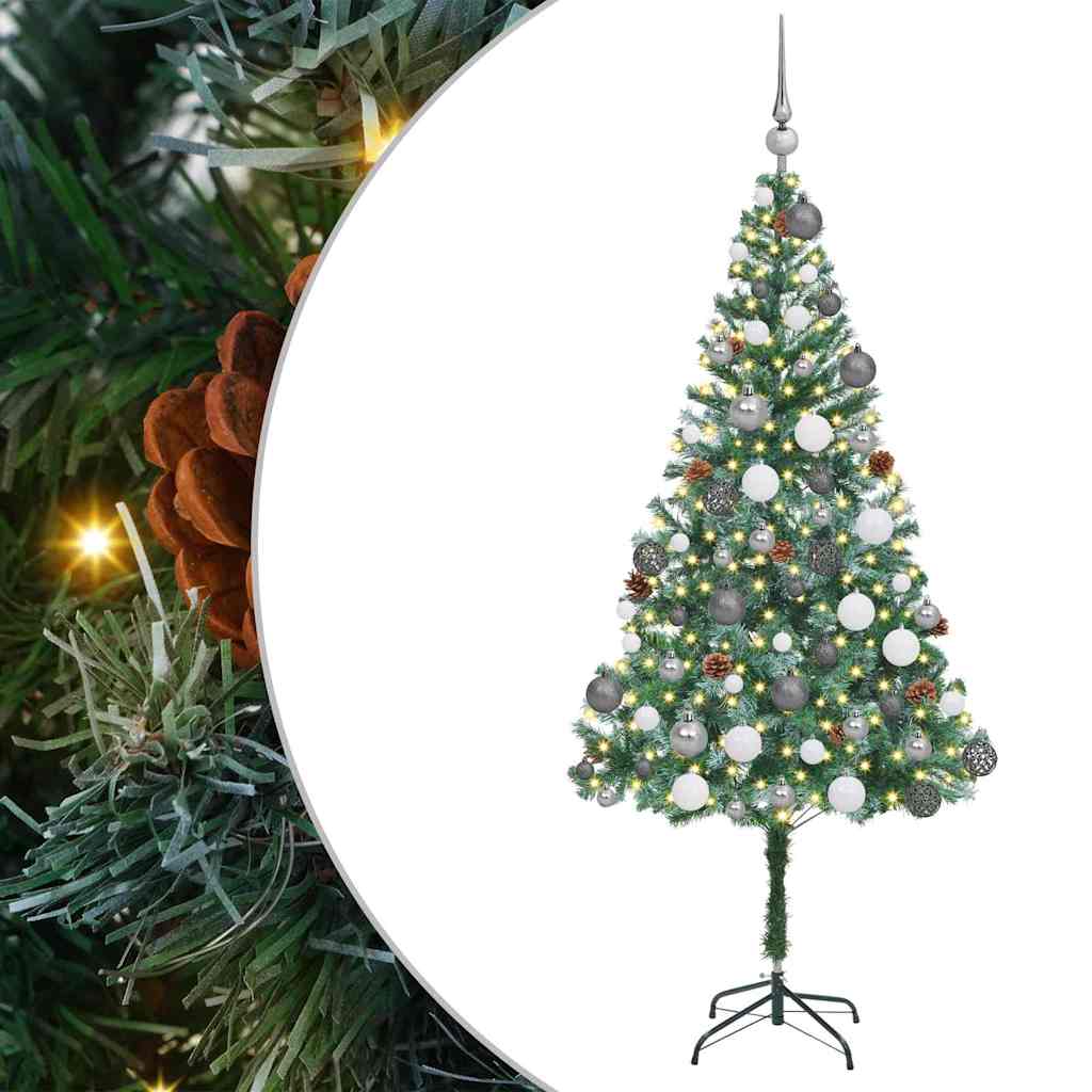 Kunstigt juletræ med 300 LED'er Grøn 180 cm PVC og Stål