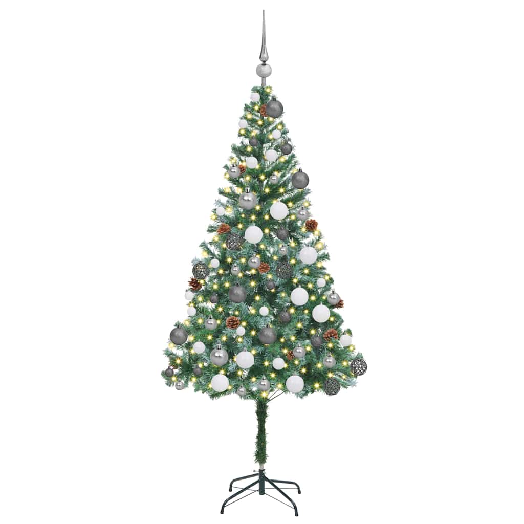 Kunstigt juletræ med 300 LED'er Grøn 180 cm PVC og Stål