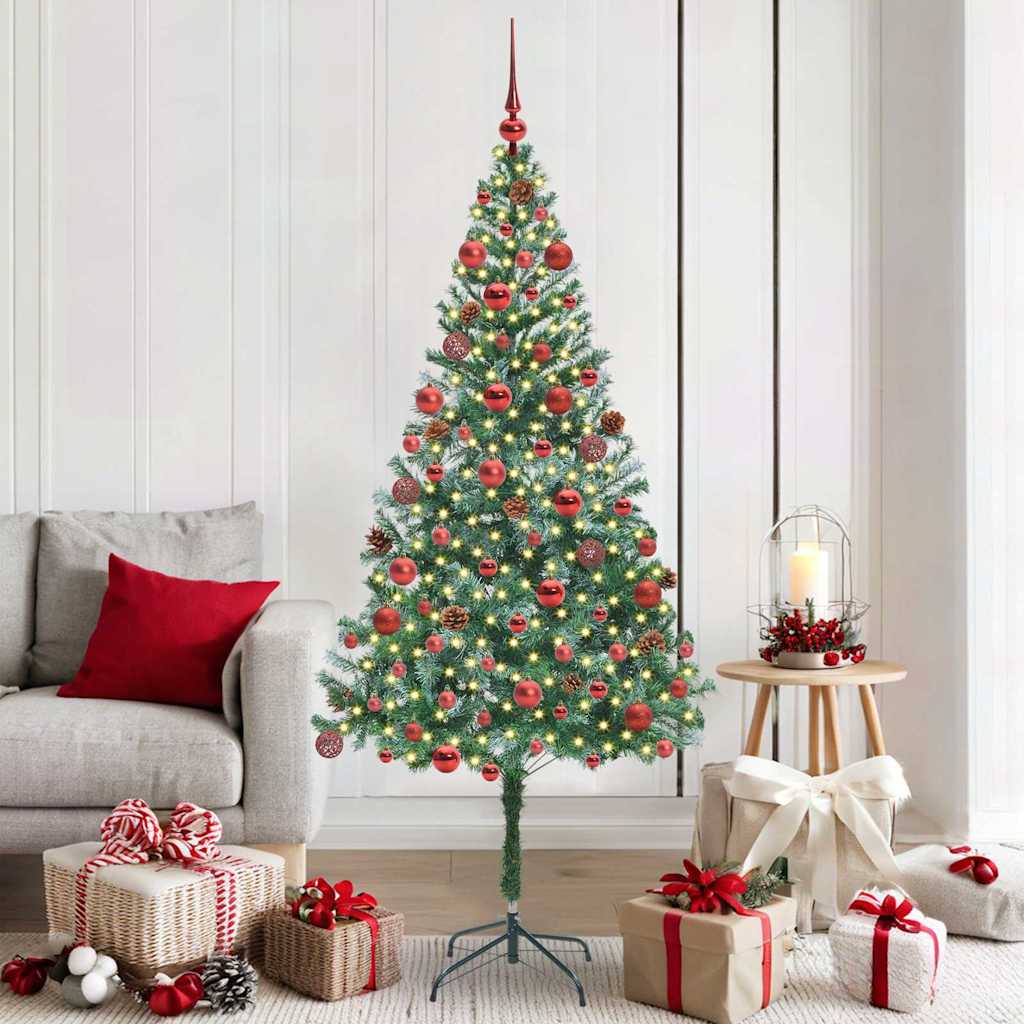 Kunstigt juletræ med 300 LED'er Grøn 180 cm PVC og Stål