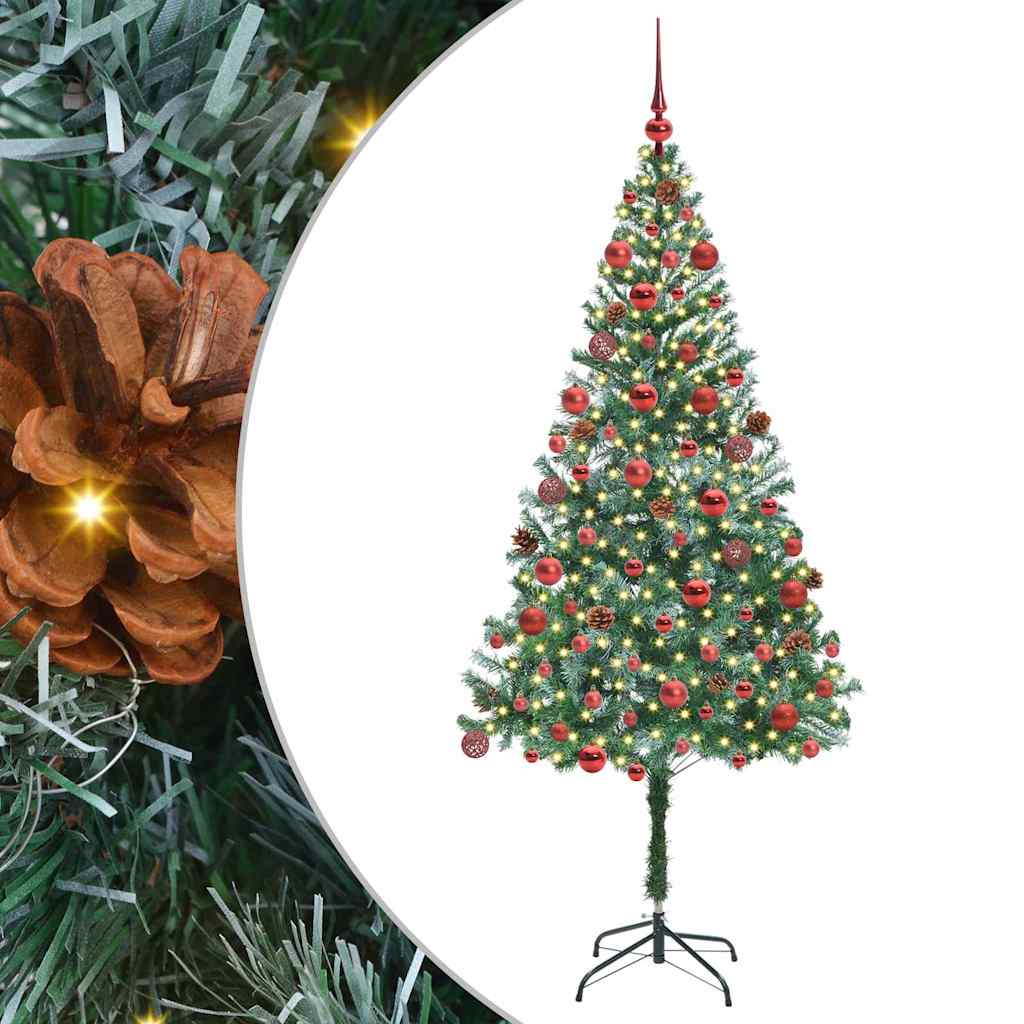 Kunstigt juletræ med 300 LED'er Grøn 180 cm PVC og Stål