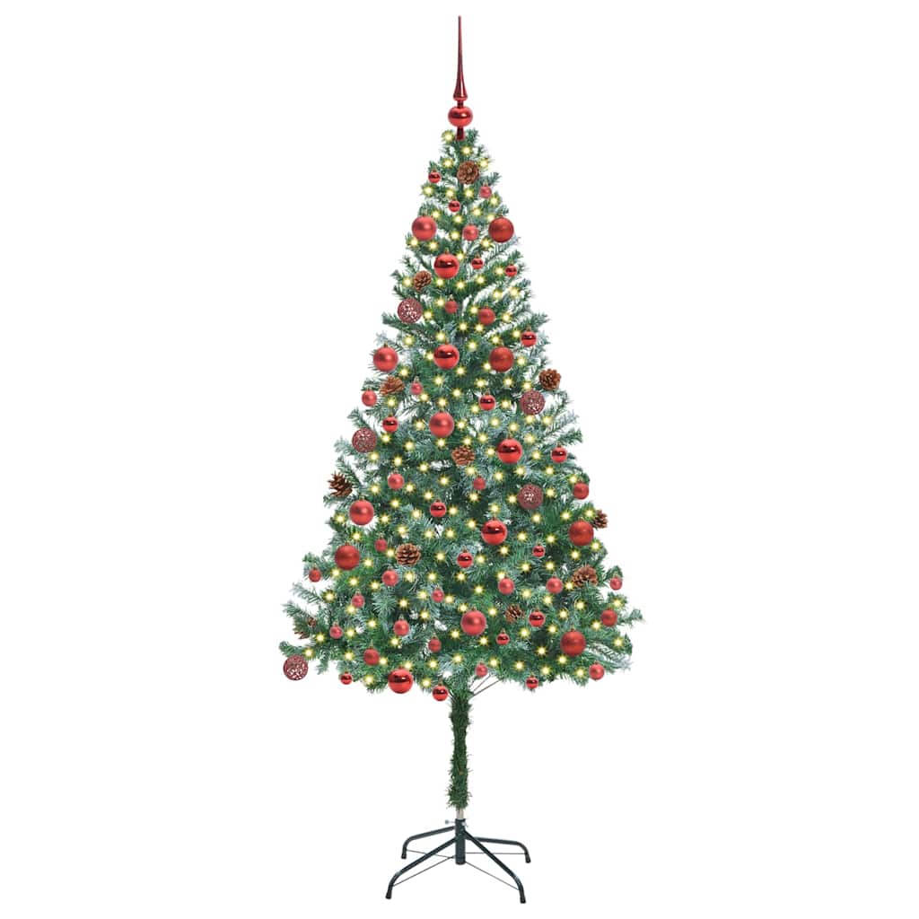 Kunstigt juletræ med 300 LED'er Grøn 180 cm PVC og Stål