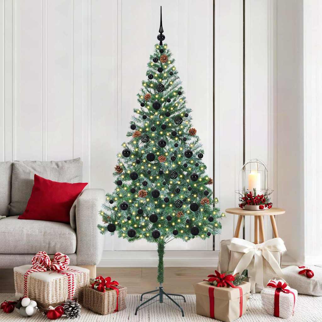 Kunstigt juletræ med 300 LED'er Grøn 180 cm PVC og Stål