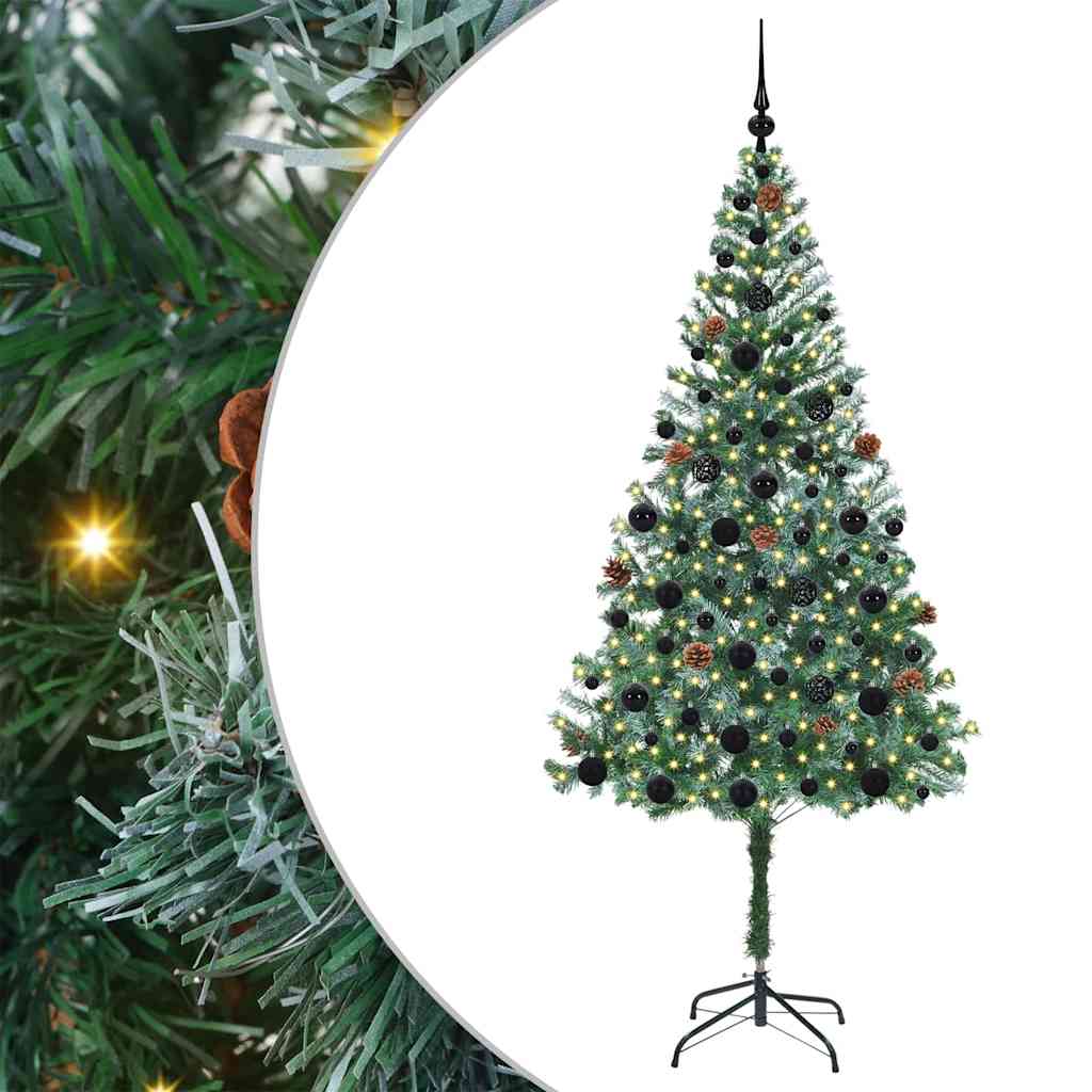 Kunstigt juletræ med 300 LED'er Grøn 180 cm PVC og Stål