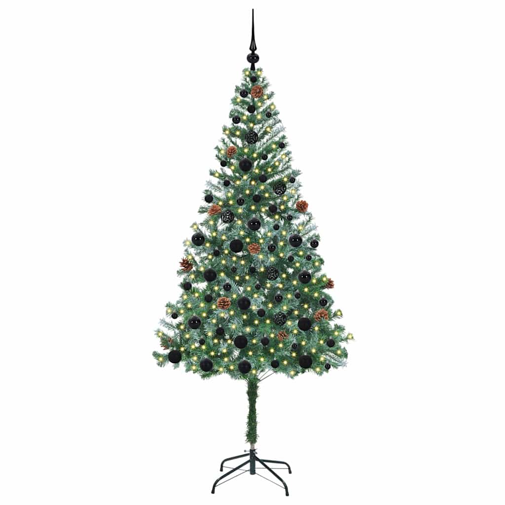 Kunstigt juletræ med 300 LED'er Grøn 180 cm PVC og Stål