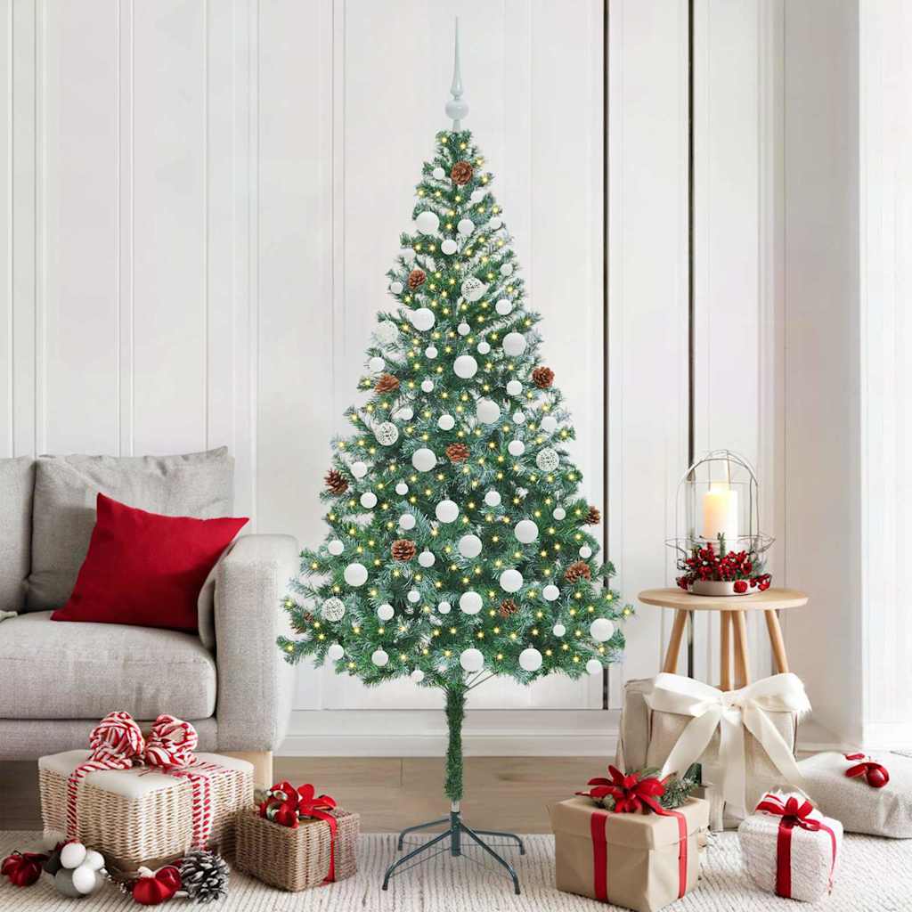 Kunstigt juletræ med 300 LED'er Grøn 180 cm PVC og Stål