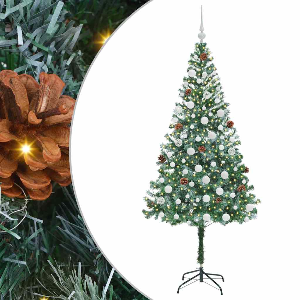 Kunstigt juletræ med 300 LED'er Grøn 180 cm PVC og Stål