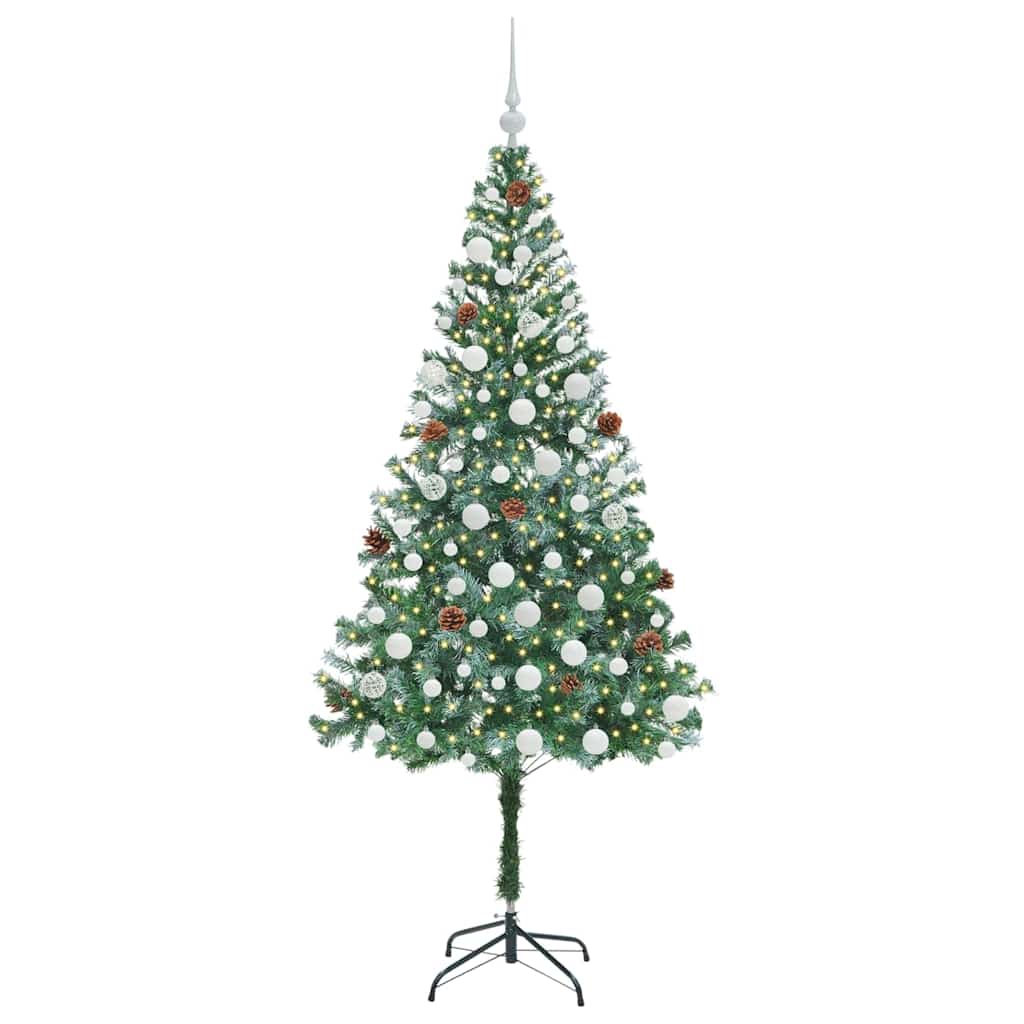 Kunstigt juletræ med 300 LED'er Grøn 180 cm PVC og Stål