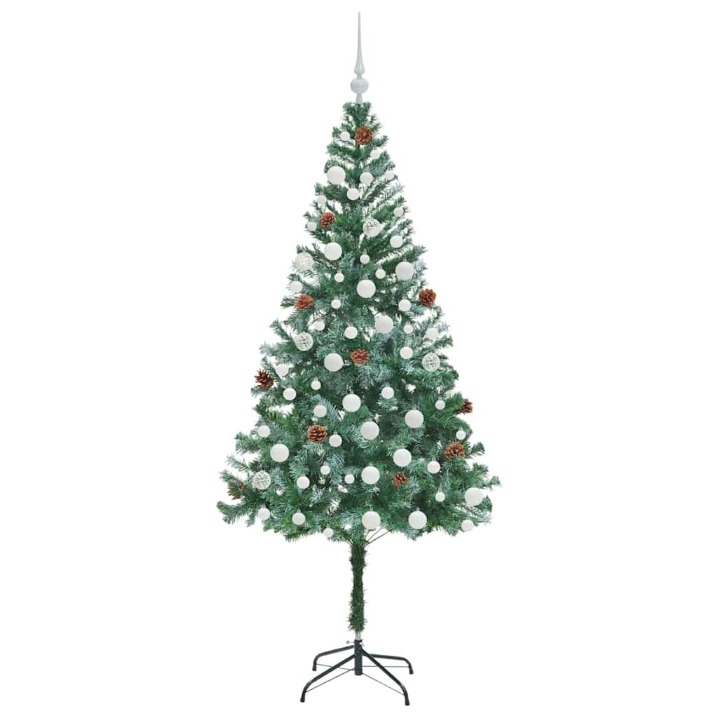 Kunstigt juletræ med 300 LED'er Grøn 180 cm PVC og Stål