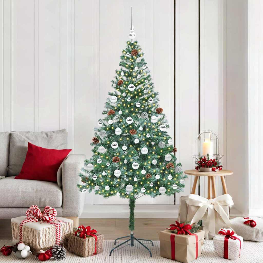 Kunstigt juletræ med 300 LED'er Grøn 180 cm PVC og Stål