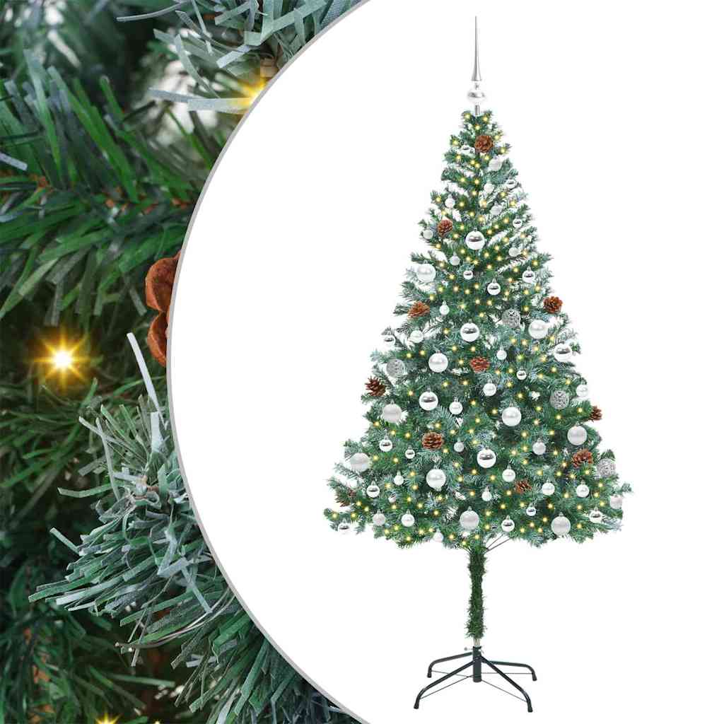Kunstigt juletræ med 300 LED'er Grøn 180 cm PVC og Stål