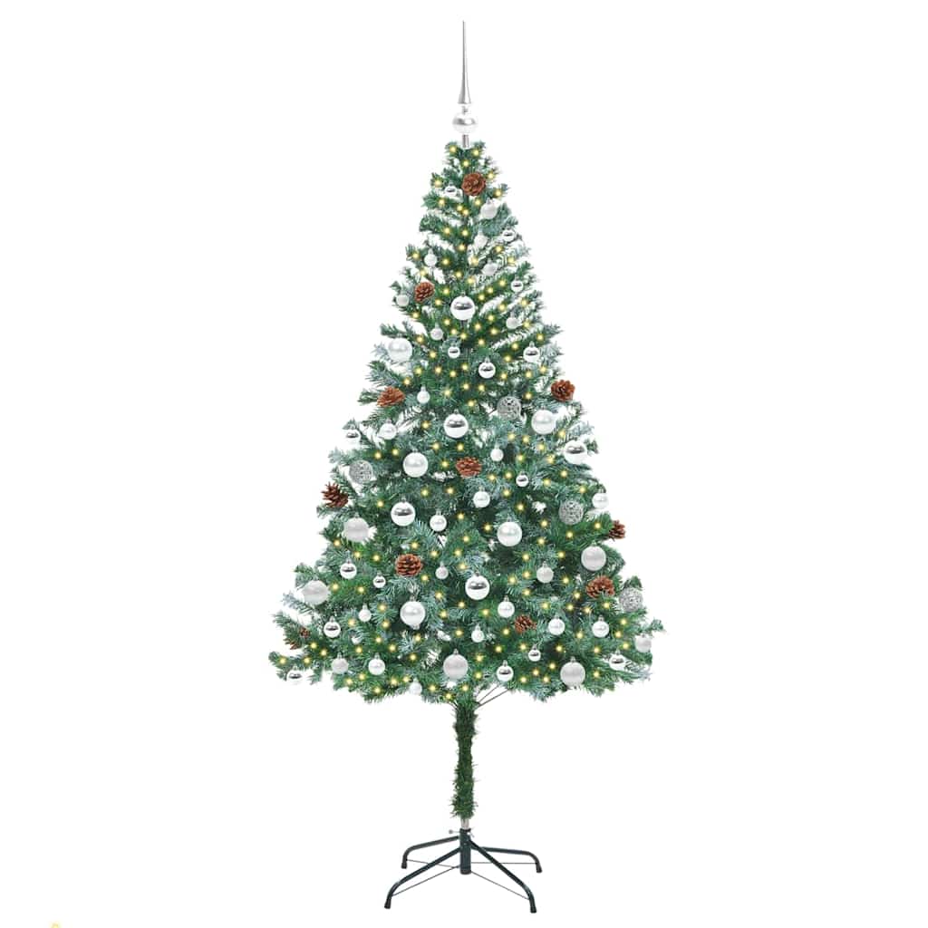 Kunstigt juletræ med 300 LED'er Grøn 180 cm PVC og Stål
