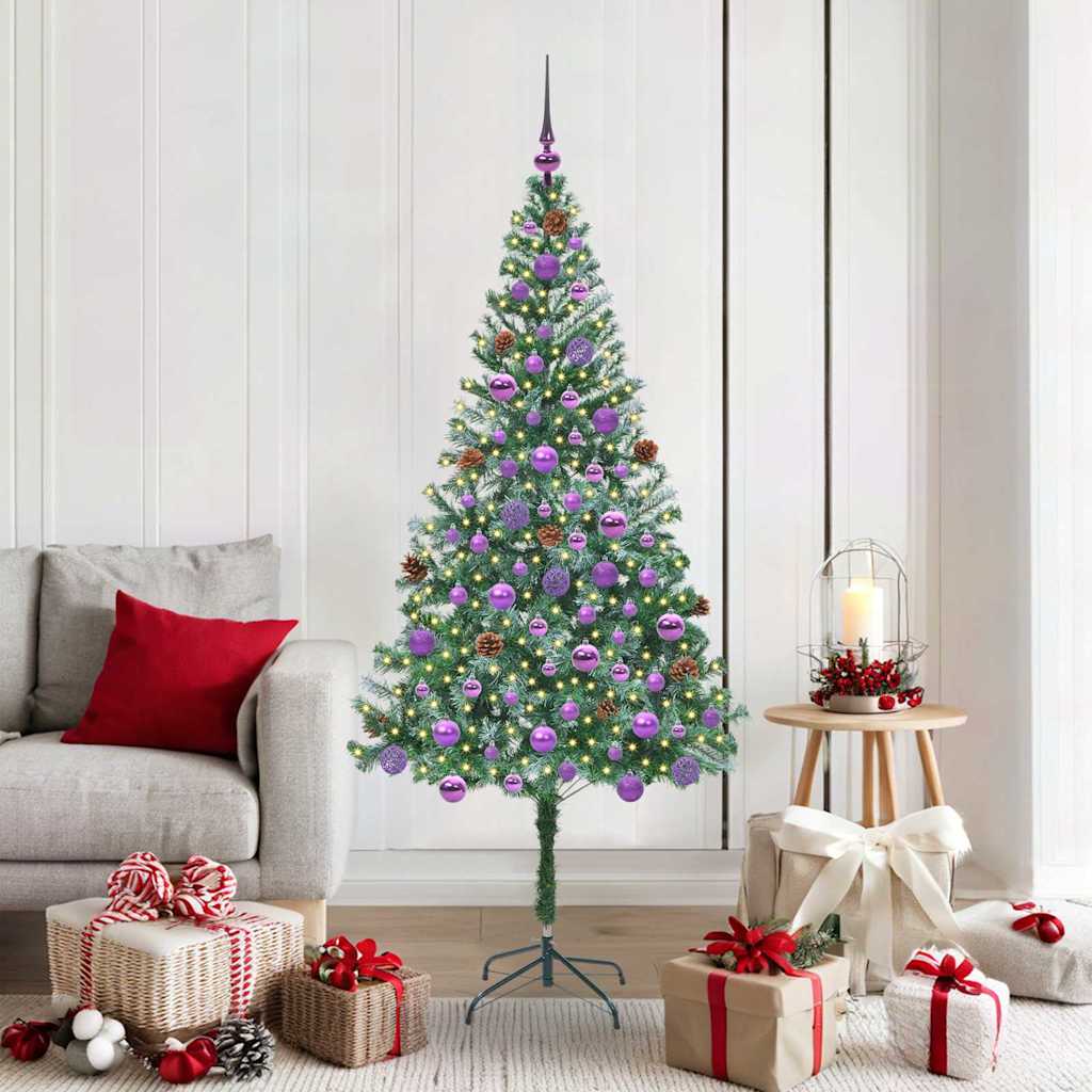 Kunstigt juletræ med 300 LED'er Grøn 180 cm PVC og Stål