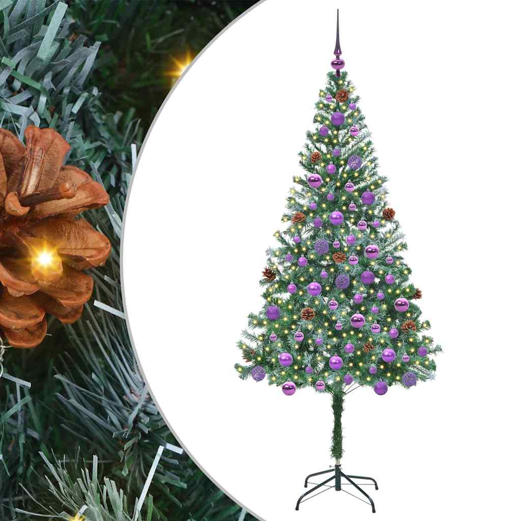 Kunstigt juletræ med 300 LED'er Grøn 180 cm PVC og Stål