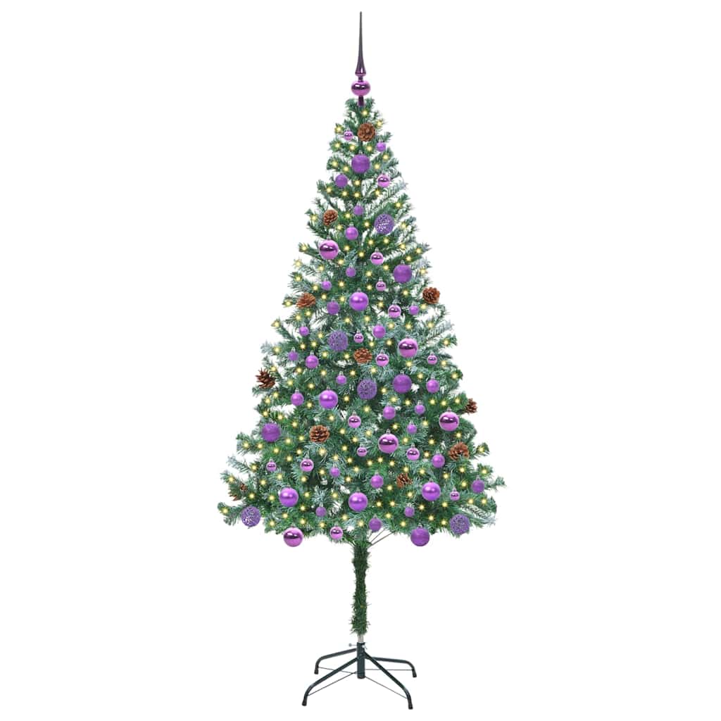 Kunstigt juletræ med 300 LED'er Grøn 180 cm PVC og Stål