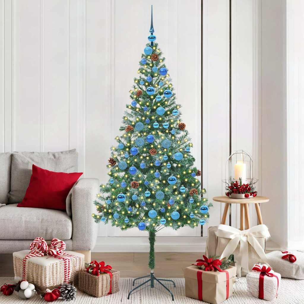 Kunstigt juletræ med 300 LED'er Grøn 180 cm PVC og Stål
