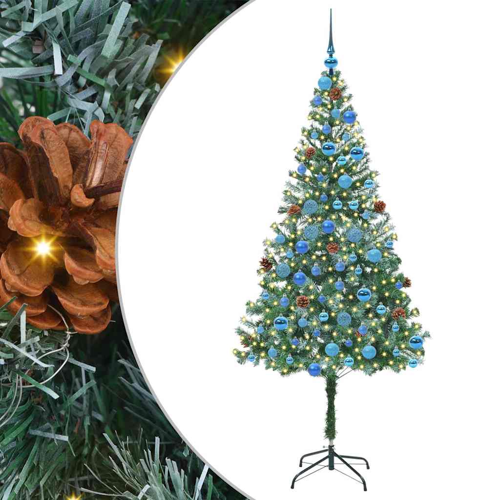 Kunstigt juletræ med 300 LED'er Grøn 180 cm PVC og Stål