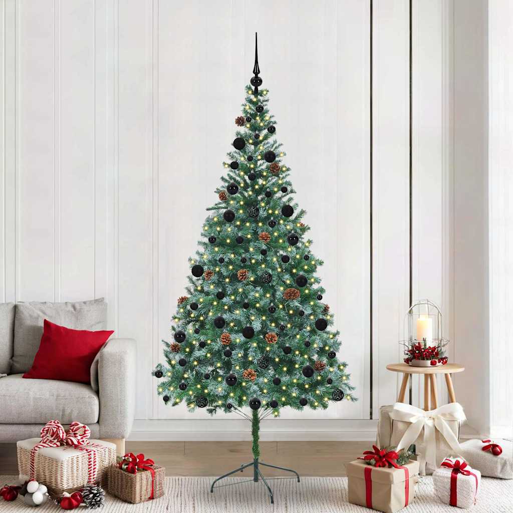 Kunstigt juletræ med 300 LED'er Grøn 210 cm PVC og Stål