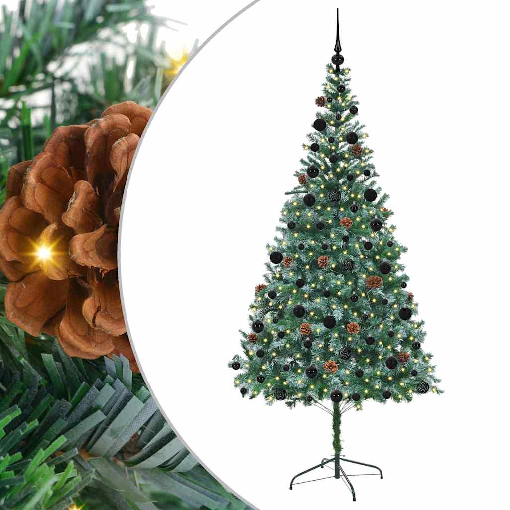 Kunstigt juletræ med 300 LED'er Grøn 210 cm PVC og Stål