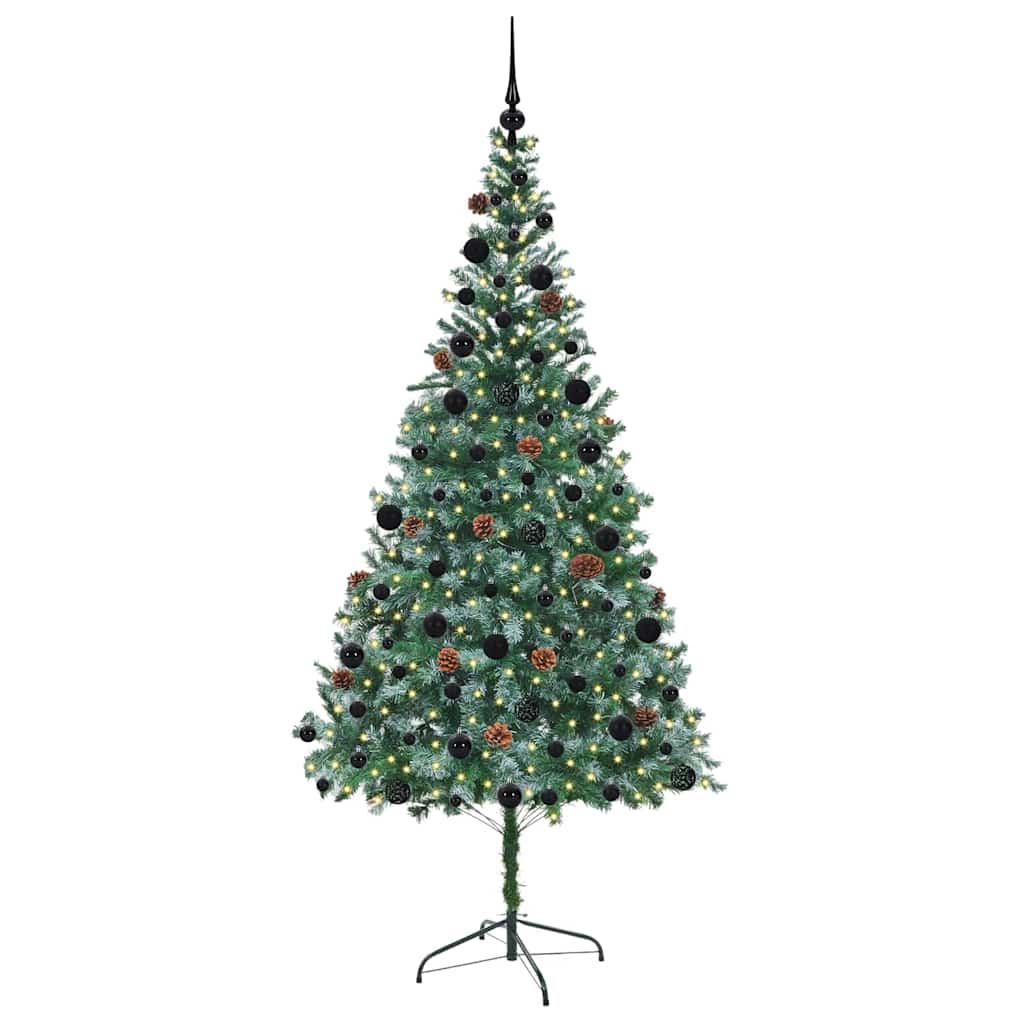 Kunstigt juletræ med 300 LED'er Grøn 210 cm PVC og Stål