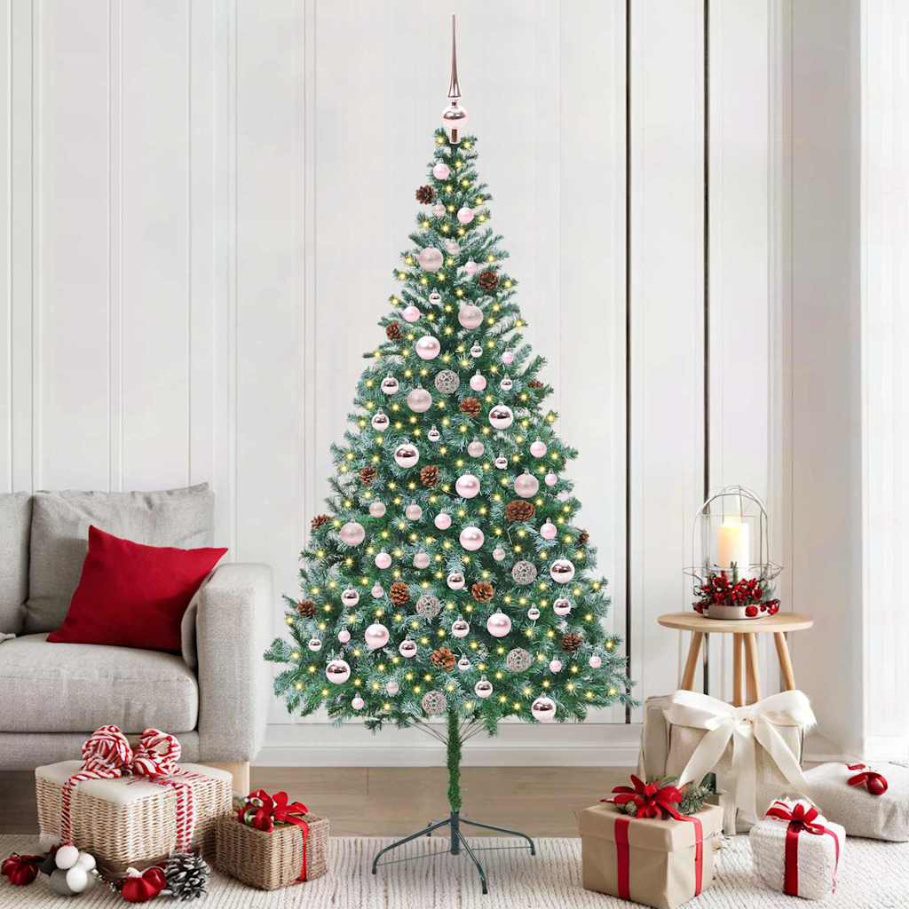 Kunstigt juletræ med 300 LED'er Grøn 210 cm PVC og Stål