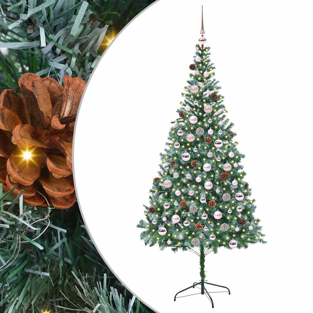 Kunstigt juletræ med 300 LED'er Grøn 210 cm PVC og Stål