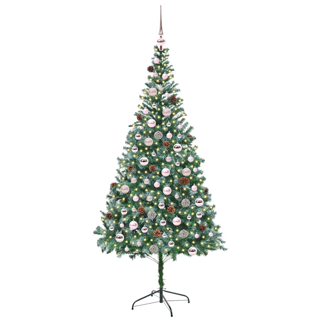 Kunstigt juletræ med 300 LED'er Grøn 210 cm PVC og Stål