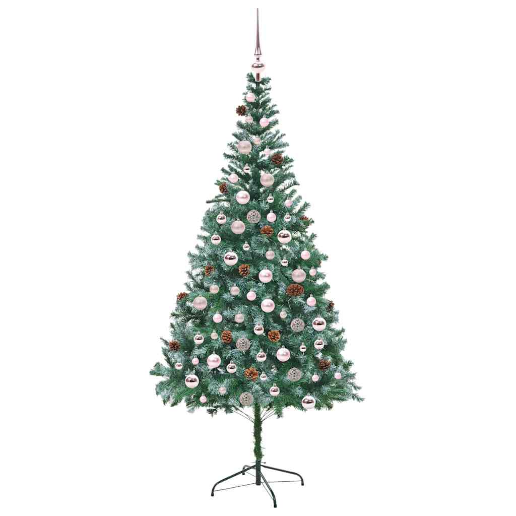 Kunstigt juletræ med 300 LED'er Grøn 210 cm PVC og Stål