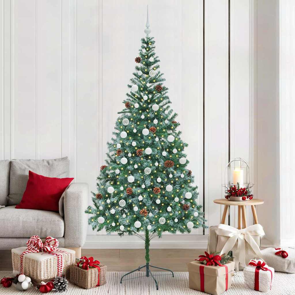 Kunstigt juletræ med 300 LED'er Grøn 210 cm PVC og Stål